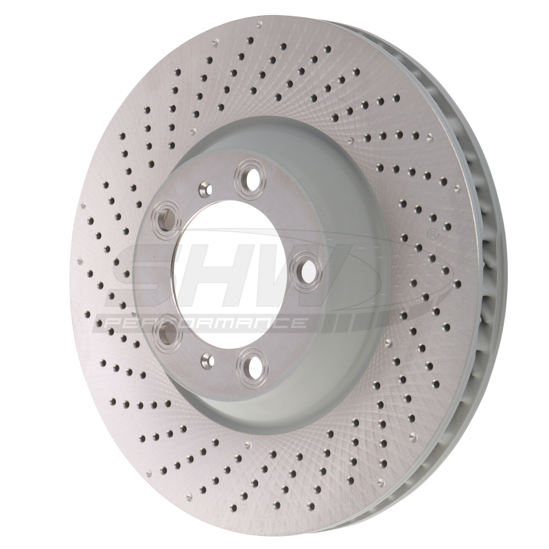 Porsche 911 Turbo S Brake Rotor (1) - Front Left - SHW Performance - Drilled-Dimpled MB - 2013 Porsche 911 Turbo S Brake Rotor (1) - Front Left - SHW Performance - Drilled-Dimpled MB - 2013